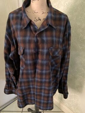 Pendleton brown  & Blue Plaid Button-Up Shirt